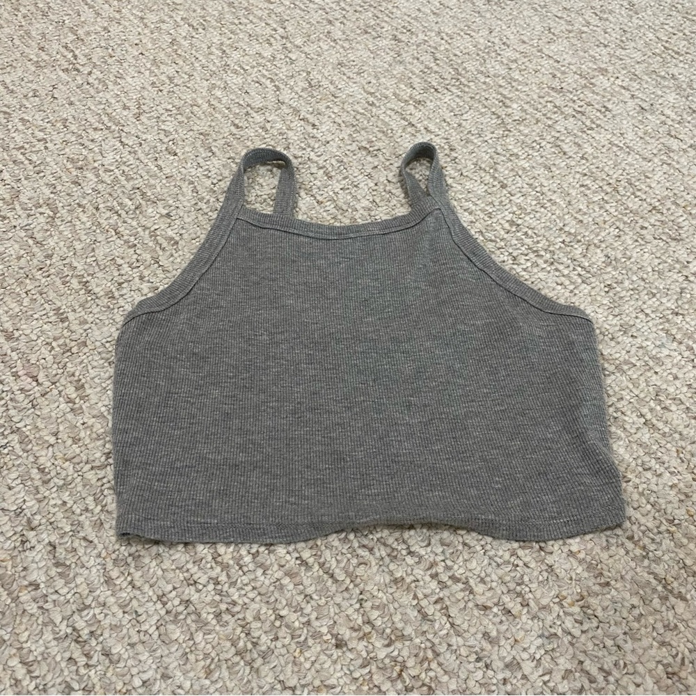 Gilly Hicks Minimal Casual Chic Ribbed Sleeveless Comfy Loungewear Cropped Tank